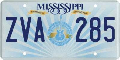 MS license plate ZVA285