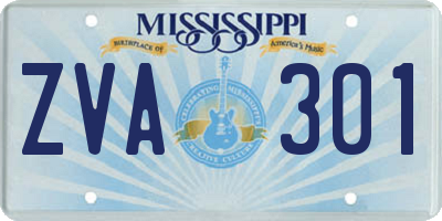 MS license plate ZVA301