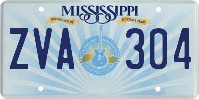 MS license plate ZVA304
