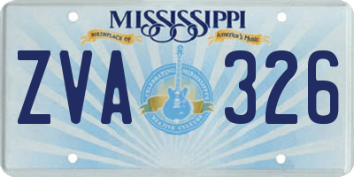 MS license plate ZVA326