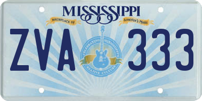 MS license plate ZVA333