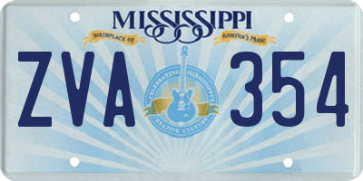 MS license plate ZVA354
