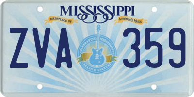 MS license plate ZVA359