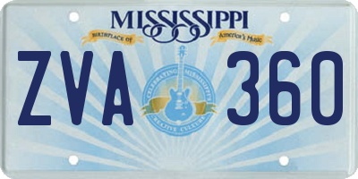 MS license plate ZVA360