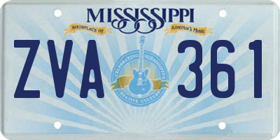 MS license plate ZVA361
