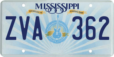 MS license plate ZVA362
