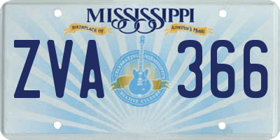 MS license plate ZVA366