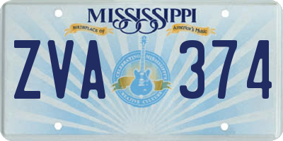 MS license plate ZVA374
