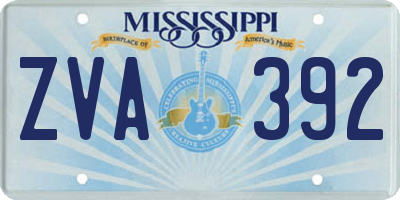 MS license plate ZVA392