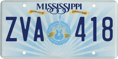 MS license plate ZVA418
