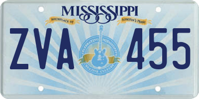 MS license plate ZVA455