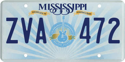 MS license plate ZVA472