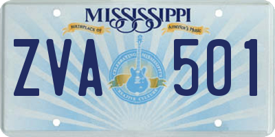 MS license plate ZVA501