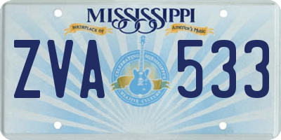 MS license plate ZVA533
