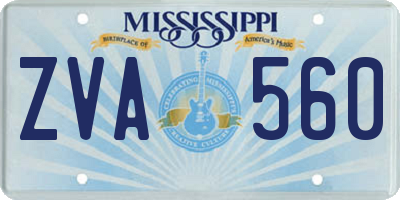 MS license plate ZVA560