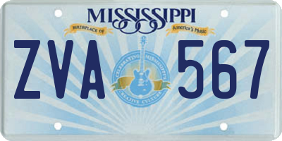 MS license plate ZVA567