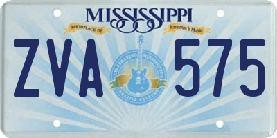 MS license plate ZVA575