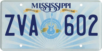 MS license plate ZVA602
