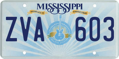 MS license plate ZVA603