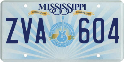 MS license plate ZVA604