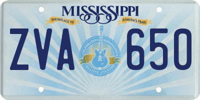 MS license plate ZVA650