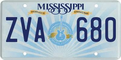MS license plate ZVA680