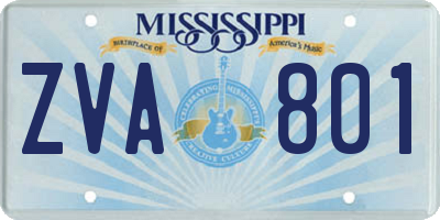 MS license plate ZVA801