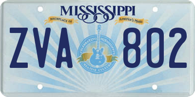MS license plate ZVA802