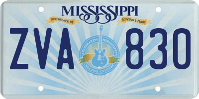 MS license plate ZVA830