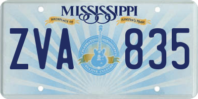 MS license plate ZVA835