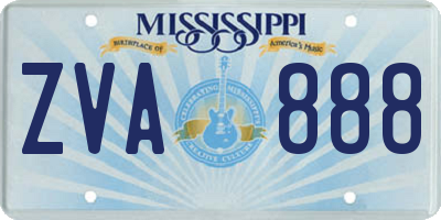 MS license plate ZVA888