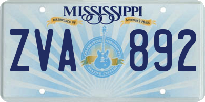 MS license plate ZVA892