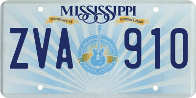 MS license plate ZVA910