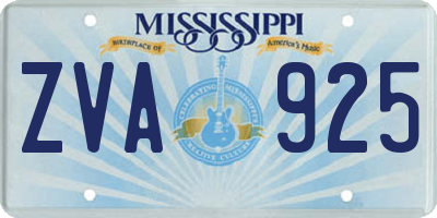MS license plate ZVA925