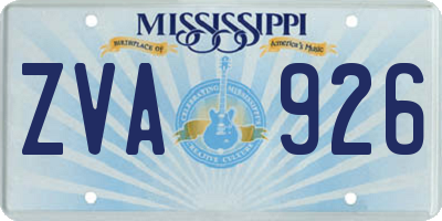 MS license plate ZVA926