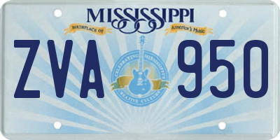 MS license plate ZVA950