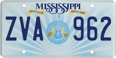 MS license plate ZVA962
