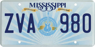 MS license plate ZVA980