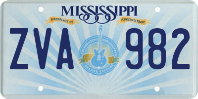 MS license plate ZVA982