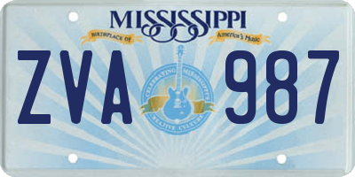 MS license plate ZVA987