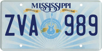 MS license plate ZVA989