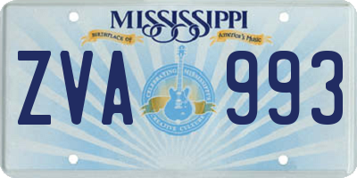 MS license plate ZVA993