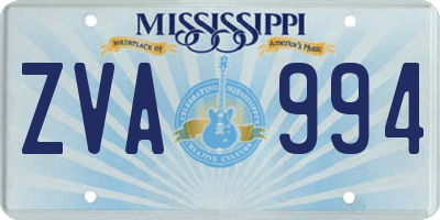 MS license plate ZVA994