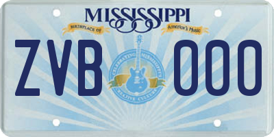 MS license plate ZVB000