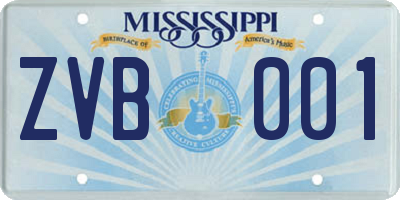 MS license plate ZVB001