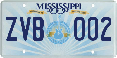 MS license plate ZVB002
