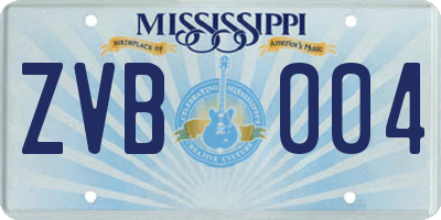 MS license plate ZVB004