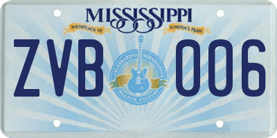 MS license plate ZVB006