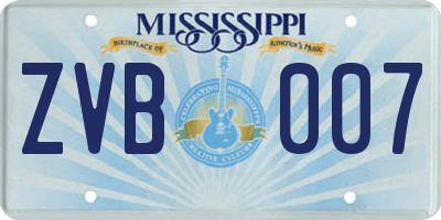 MS license plate ZVB007