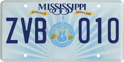 MS license plate ZVB010